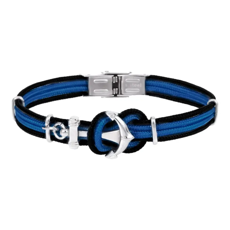 Bracelet acier 4rgs paracorde bicolore ancre ELDEN PARIS