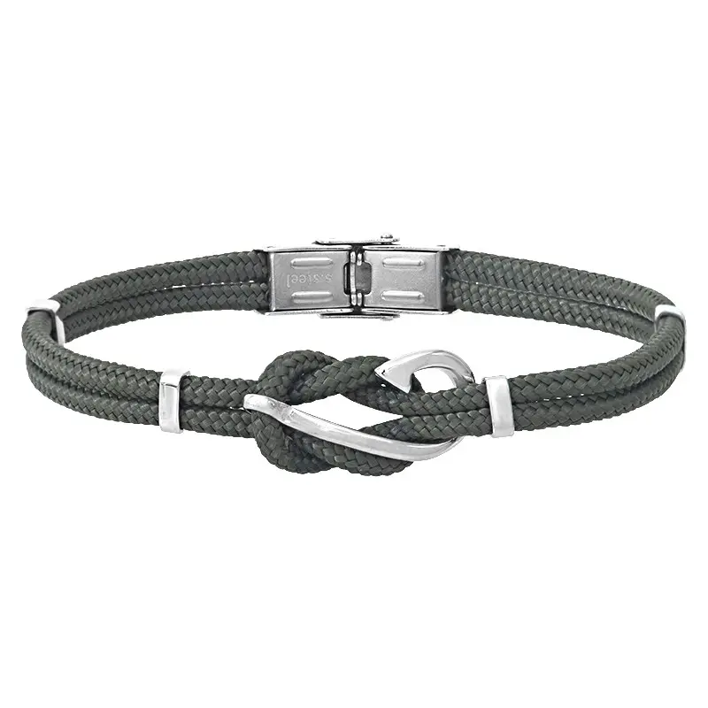 Bracelet acier cordon couleur motif hook ELDEN PARIS