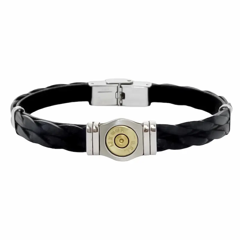 Bracelet acier et cuir torsade "bang bang" ELDEN PARIS