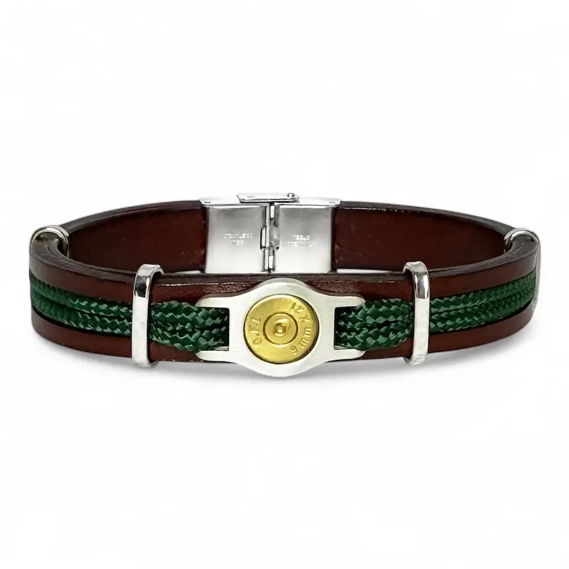 Bracelet acier cuir et cordon couleur "bang bang" ELDEN