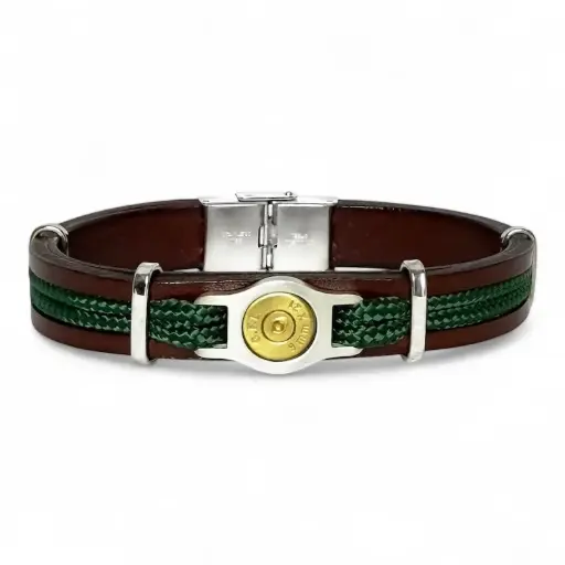 [03411] Bracelet acier cuir et cordon couleur "bang bang" ELDEN