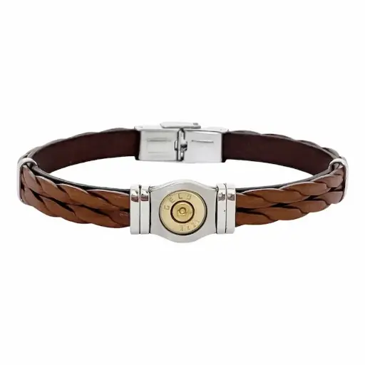 Bracelet acier et cuir torsade "bang bang" ELDEN PARIS