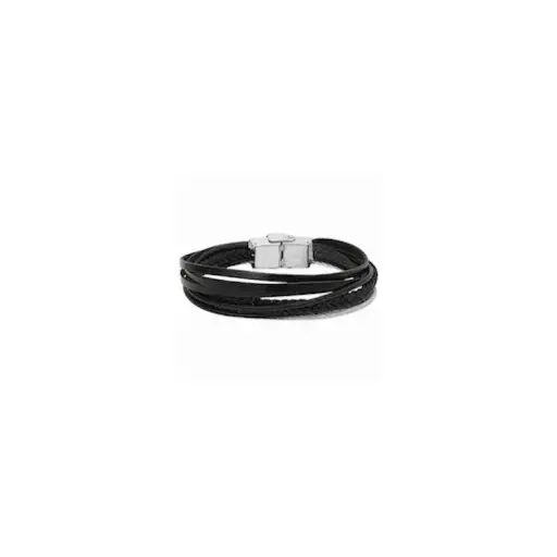 [03398] Bracelet acier multi-rgs cuir ELDEN PARIS